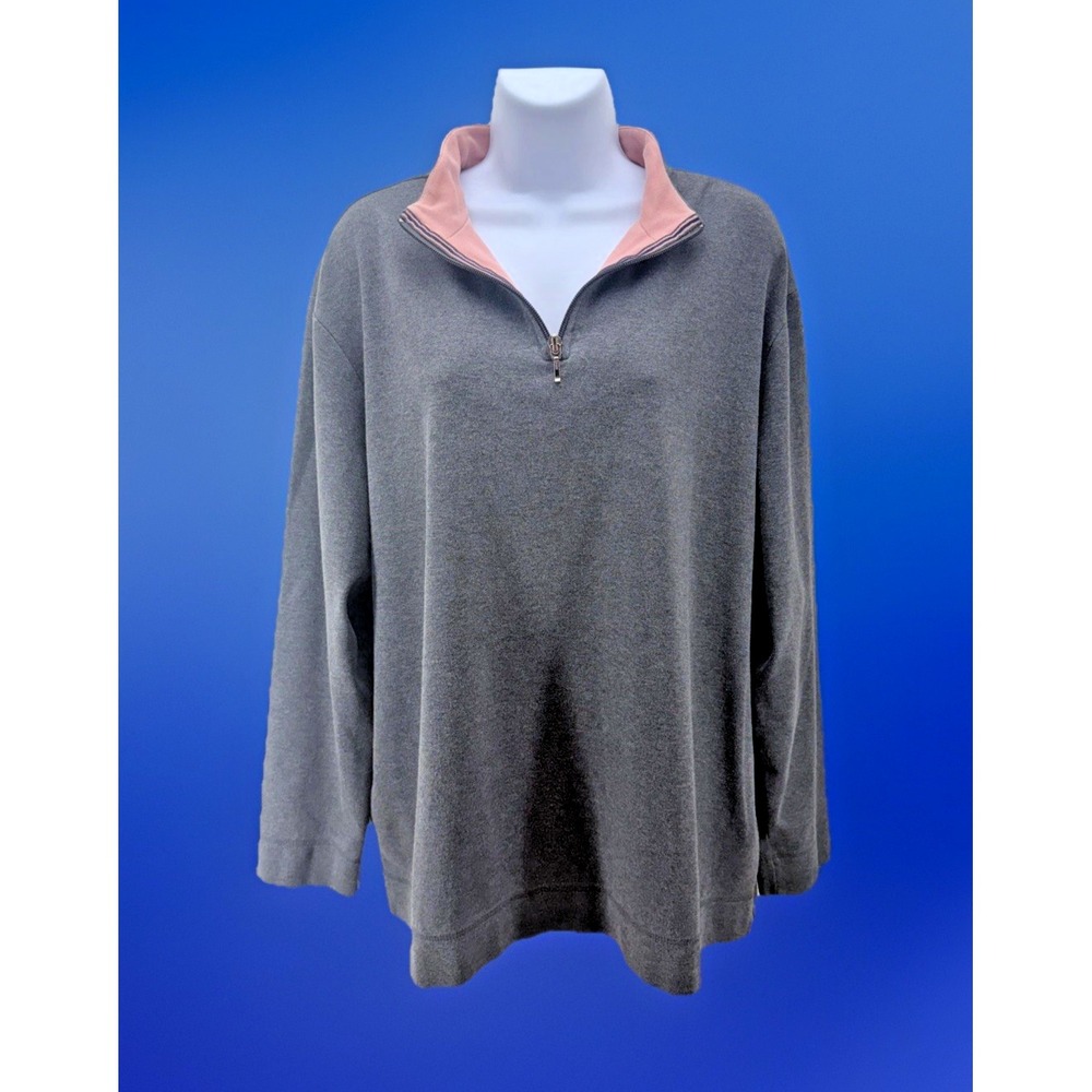Bechamel XL Sweatshirt 1/4 Zip Gray Sweatshirt Pink Inside Collar